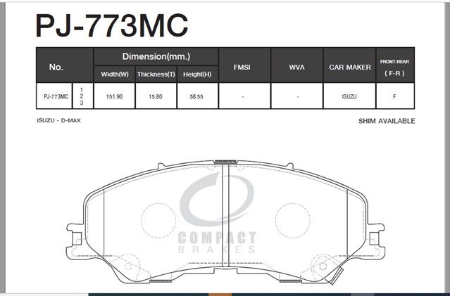 c0ompact-ผ้าเบรคหน้า-ดิสเบรคหน้า-isuzu-d-max-spark-ตัวเตี้ย-ปี-2019-ปัจจุบัน-d-max-space-cab-สเปซ-แคป-ปี-2019-on-d-max-cab-4-4-ประตู-ปี-2019-ปัจจุบัน-อีซูซุ-ดีแมก-dcc733