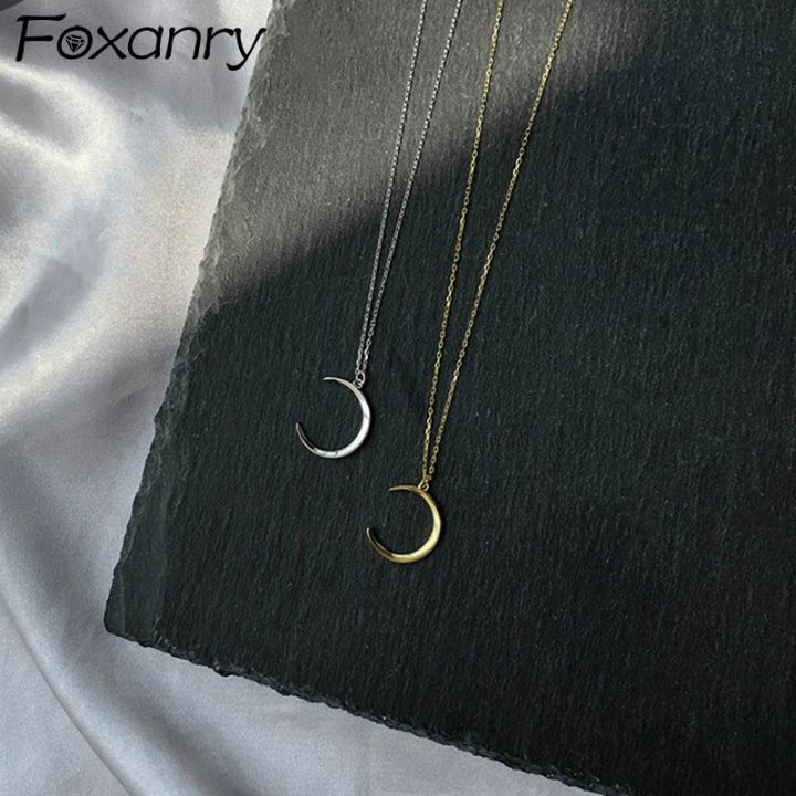 foxanry-สร้อยคอเงินสีเงินแบบมินิมอลสำหรับผู้หญิง-สร้อยคอสำหรับสร้อยคอพร้อมจี้ชุบทองอินเทรนด์สไตล์เกาหลีสำหรับงานเลี้ยงวันเกิด