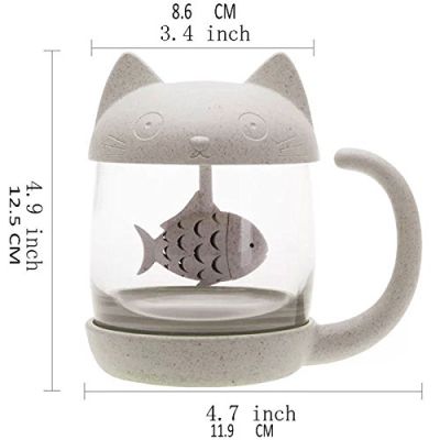 สร้างสรรค์การ์ตูนแมวชา Infuser แก้วถ้วยกาแฟถ้วยกาน้ำชาที่มีตัวกรองชาตกแต่งคริสต์มาสสำหรับบ้านฮาโลวีน