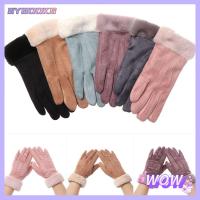 SYBOOKS Cute Autumn Winter Outdoor Sport Thick Plush Women Gloves Full Finger Mittens Furry Warm Mitts