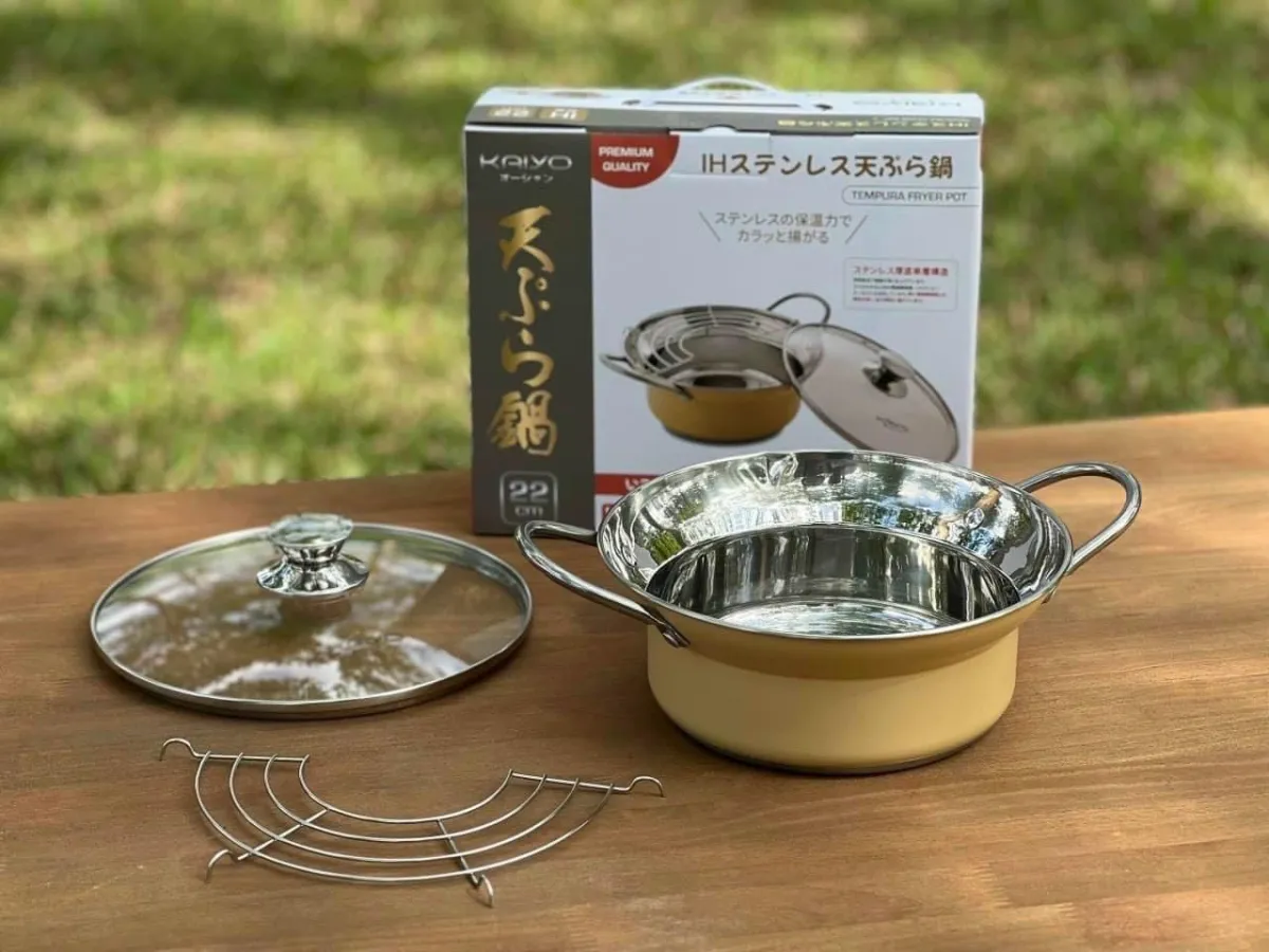 Nồi Inox 304 Chiên Ngập Dầu Kèm Khay Gác Ráo Mỡ Kaiyo Nhật 22cm - Shop Của  Vân | Lazada.vn