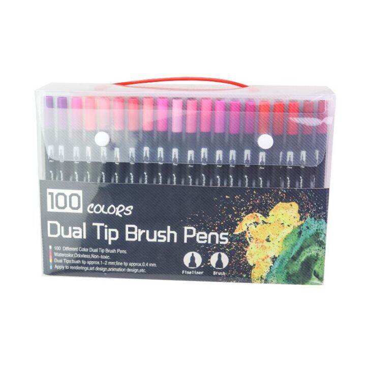 100-colors-dual-tip-brush-art-markers-pens-fine-tip-and-brush-watercolor-pens-for-drawing-painting-calligraphy-art-supplies