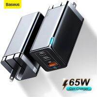 Baseus หัวชาร์จเร็ว GaN PD 65W ช่องเสียบหัวชาร์จเร็วอะแดปเตอร์ชาร์จผนังบ้าน for Macbook iPhone 13 12 Pro Max Fast Charging for Apple Watch Samsung Xiaomi Laptop