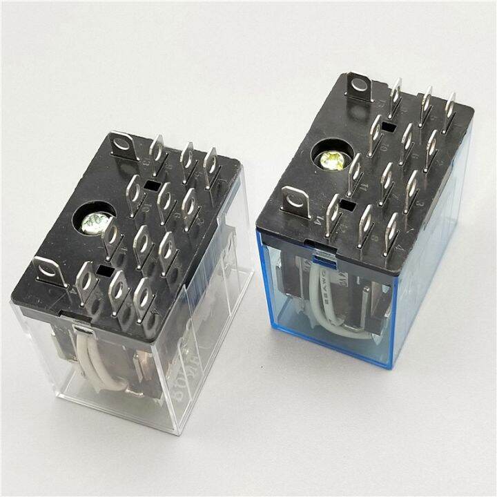 worth-buy-1pc-ly4nj-ac-110v-220v-dc-12v-dc-24v-14pin-silver-power-ขดลวดเครื่องถ่ายทอดสัญญาณ4pdt-พร้อมหลอดไฟอะแดปเตอร์