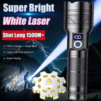 Brightest FlashLight Torch Long-range Powerful LED Flashlight USB Rechargeable Outdoor Camping Lamp Zoom Lantern Power Display