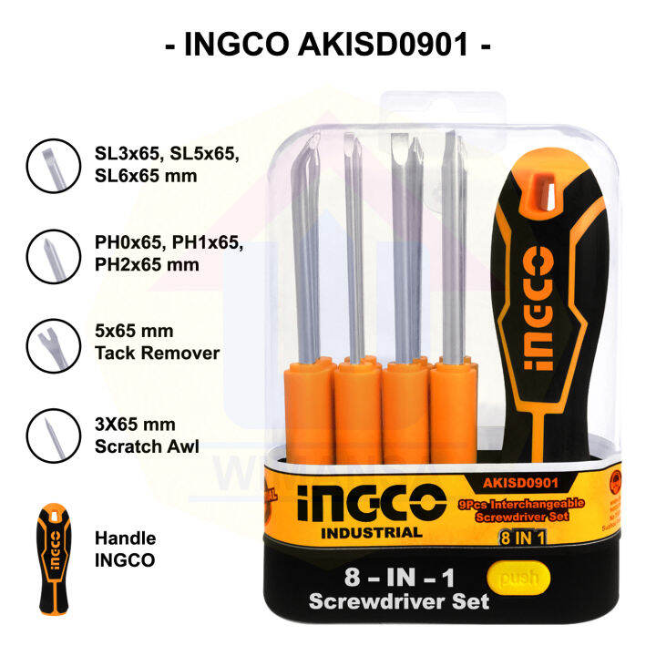 AKISD0901 INGCO OBENG MINI SET 9 IN 1 INDUSTRIAL | Lazada Indonesia