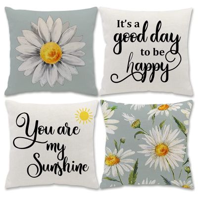Pillow Covers 18x18 Inch Set of 4 Summer Pillow Covers Decor Pillow Case Farmhouse Decor Pillows Home Decors for Sofa