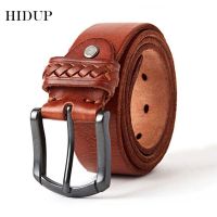 HIDUP Top Quality Pure Solid Cow Cowskin Leather Belt Black Pin Buckle 100% Genuine Belts Retro Styles Jeans Accessories NWJ295