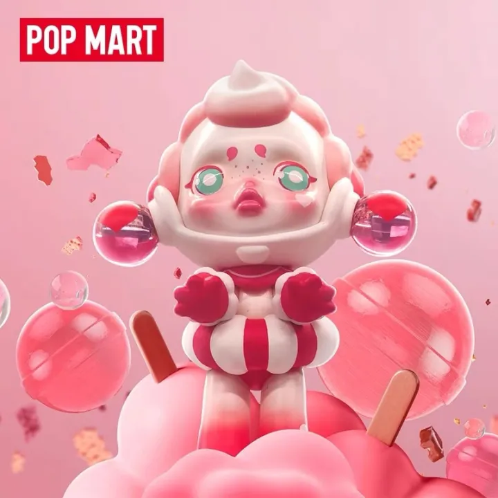 Original POPMART SKULLPANDA Candy Monster Town Series กลองของเลนรนยนยนสไตลนารกภาพอนเมะ