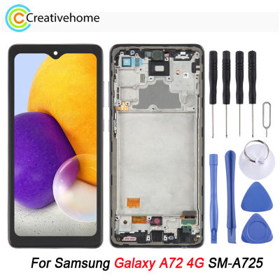 Paparan Skrin จอ LCD โอแอลอีดีสำหรับ A72 Samsung Galaxy 4G SM-A725หน้าจอสัมผัส Digitizer Penggantian Pemasangan Penuh dengan Bingkai