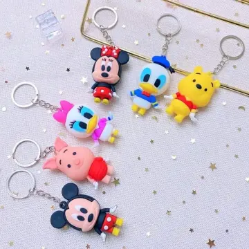 Disney Original Cartoon Keychain Mickey Minnie Car Key Pendant Couple  Decorations Children's Schoolbag New Decoration Toys - AliExpress