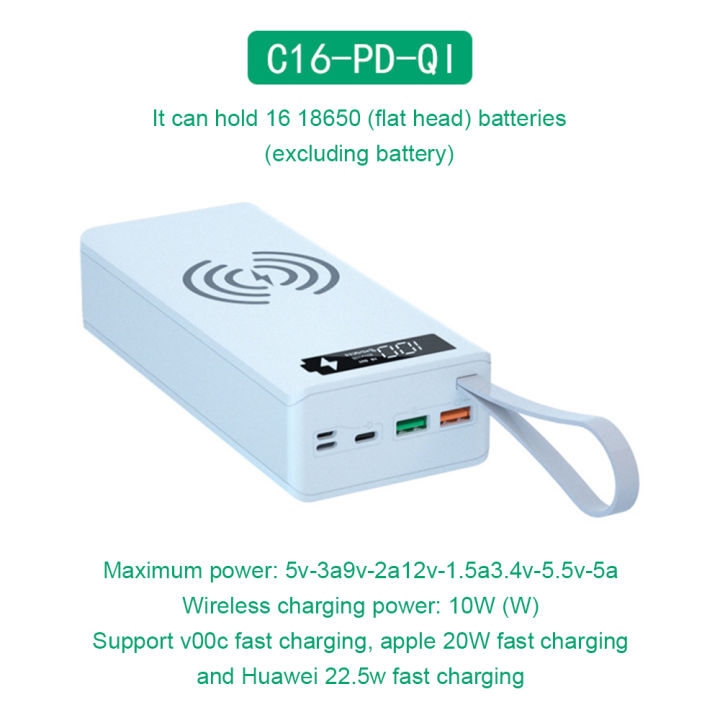 เหมาะสำหรับ16-18650แบนหัวเครื่องชาร์จแบตเตอรี่-โทรศัพท์มือถือที่ถอดออกได้เชื่อมไร้สาย-fast-ชาร์จดิจิตอลจอแสดงผล