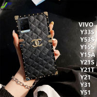 JieFie เคสโทรศัพท์หนังทรงสี่เหลี่ยม,สำหรับ VIVO Y33S / Y21S / Y21A / Y15S / Y15A / Y33T / Y53S / Y21T / Y01 / Y21 / Y31 / Y51 เคสหรูหราฝาหลังโทรศัพท์ TPU ป้องกันเต็มรูปแบบ