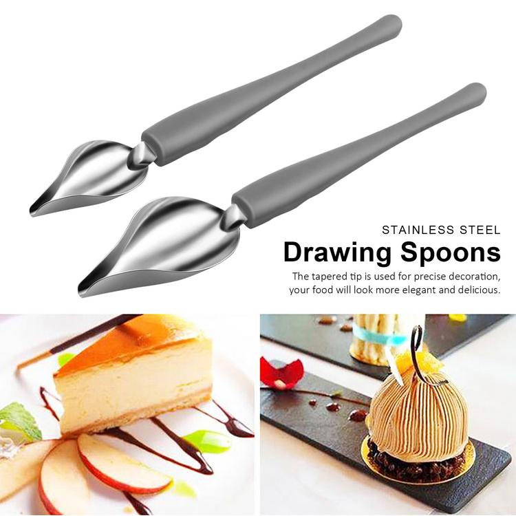 Multi-use Stainless Steel Chef Culinary Drawing Spoons,Culinary Drawing Decorating Spoon Set for Decorative Plates,Cake,Dessert 