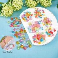 Beadthoven 50pcs Transparent Acrylic Beads Frames Flower Mixed Color 18x19x4mm Hole: 1.2mm Inner Diameter: 6mm