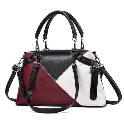 The new 2021 color matching handbag large capacity euramerican fashion lady single shoulder bag soft leather aslant tote bags
