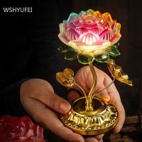 Colored Glaze Colorful Lotus Lamp Household Plug-in LED Lamp Decoration Buddha Hall Worship Ornaments Buddhist Supplies