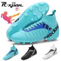 R.xjian High Ankle Soccer Shoes 31-48 Men Ultralight Indoor Football Boots Boys Non-Slip Long Spikes Football Trainers Sneakers