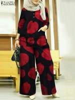 Vintage Muslim Sets ZANZEA Women Floral Printed Tracksuit 2 Piece Sets Loose Pants Sets Casual Loose Islamic Trousers Suits 2023