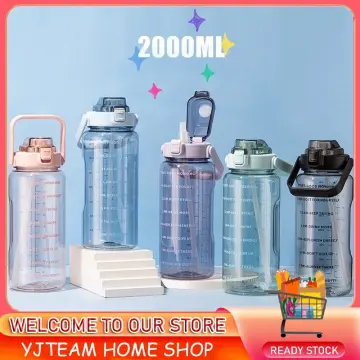 2Litre Water Bottle BPA Free Material, 2000ml Water Bottle Jug with Straw,  2L Water Storage Container with Time Marker Remind you to hydrate in time 