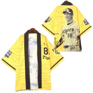 Retro Japan Promotional Hanshin Tigers Pin Stripe Baseball Light Jersey Yellow