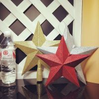 Christmas golden decorative five-pointed star red gold powder silver hanging star Childrens Day dance performance props