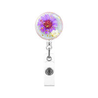 Floral Name Nurse Round Resin Card Worker For Clip ID Retractable Holders