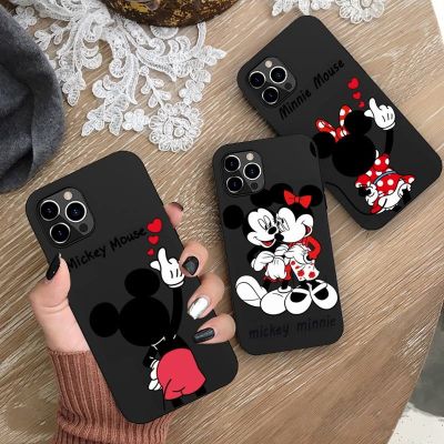 「Enjoy electronic」 Mickey Minnie Mouse Disney Phone Case For   iPhone 14 13 12 11 Pro Max mini XS XR X 8 7 6S 6 Plus Black Silicone Soft Cover