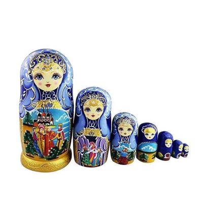 7pcs Russian Matryoshka Nesting Doll Girls Basswood Hand Painted Home Decoration Handmade Crafts Gift for Kids Adults