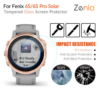 Zenia 2Pcs ฟิล์มกันรอยแบบเต็มหน้าจอสำหรับ Garmin Fenix 6S Solar Sapphire Watch HD 9H 2.5D กระจกนิรภัยป้องกันการระเบิด Anti Scratch ฟิล์ม Fenix6S อุปกรณ์เสริม