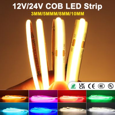 12V/24V COB LED Strip Red/Yellow/Green/Pink/Blue/Cool Blue/Warm/Natural/Cool White High Density Flexible Dimmable RA90 LED Strip