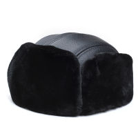 RY964 Male Winter Genuine Leather Faux Fur BlackBrown Bomber Hat For Men Ear Head Warm Moto Caps For Dad Dome Gorras Hombre