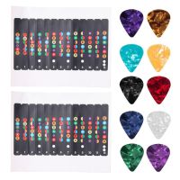 Universal Guitar Fretboard Note Label Fingerboard Fret Sticker with 10 Picks Set