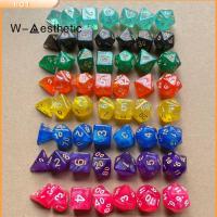 W-AESTHETIC 7Pcs/set ของขวัญสำหรับเด็ก สำหรับ TRPG DND 7-Die D4 D6 D8 D10 ลูกเต๋าหลายด้าน เกมตาราง ลูกเต๋าเกม ลูกเต๋า DND