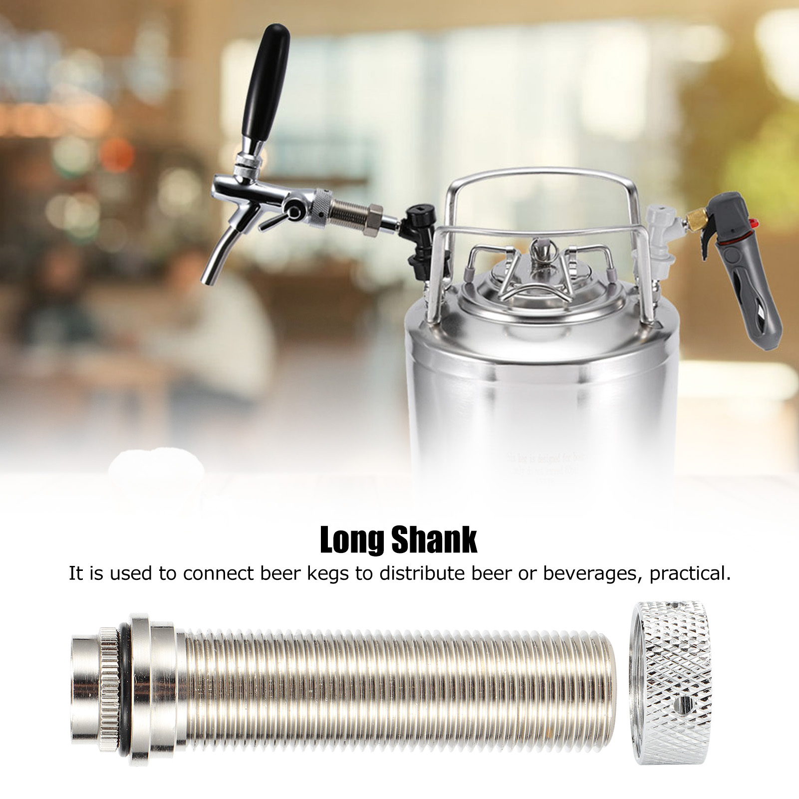 Beer Tap Faucet Long Shank 98.5mm G5/8in Thread Easy Installation for Adjustable Beer Tap Practical Beverages Beer Kegs Connection Accessories