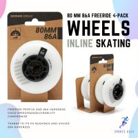 OXELO ล้อสเก็ต ล้ออินไลน์สเก็ต รูปทรง Freeride 80 มม. 86A แพ็ค 4 ล้อ (สีขาว) ( 80 mm 86A Freeride Inline Skating Wheels 4-Pack - White ) โรลเลอร์สเก็ต Roller Skate