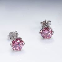 Rare Round 100 Faceted Cut Moissanite Stub Earring 1CT*2 PCS Original 925 Sterling Silver Women Earrings Fine Jewerly Gfit