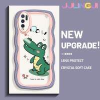 Jjlingji เคสสำหรับ VIVO Y30 Y30i Y50การ์ตูนไดโนเสาร์น่ารักดีไซน์ใหม่ครีมขอบคลื่นโปร่งใสลายกล้องถ่ายรูปเคสมือถือกันกระแทกแบบใสนุ่มฝาครอบป้องกันง่ายๆ