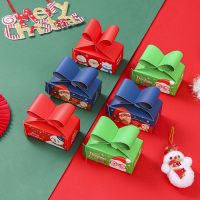 5Pcs 2024 Christmas Candy Dragee Box Gift Bags Xmas Santa Claus Cookie Candy Packages Merry Christmas DIY Home Party Decoration Storage Boxes