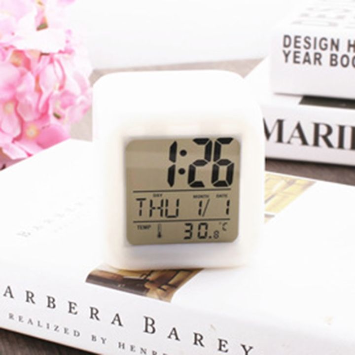 นาฬิกาปลุกนาฬิกาตั้งโต๊ะพลาสติก-led-ตั้งโต๊ะ-aaa-นาฬิกาเรืองแสงไฟอิเล็กทรอนิกส์สำหรับเด็กสำหรับเปลี่ยนสีได้