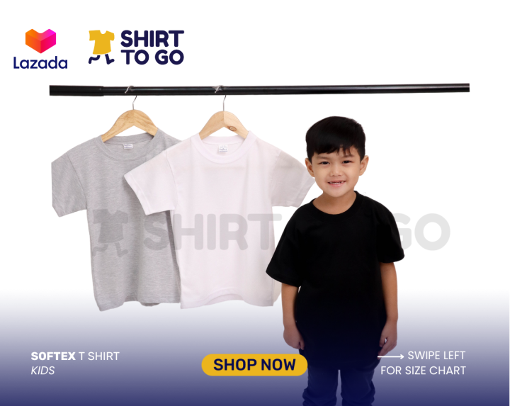 KIDS SIZE Plain TSHIRT Softex BLACK WHITE GRAY | Lazada PH