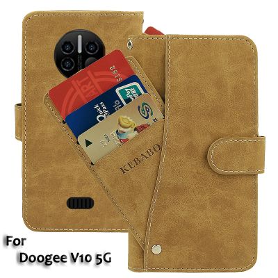 Vintage Leather Wallet Doogee V10 5G Case 6.39 quot; Flip Luxury Card Slots Cover Magnet Phone Protective Cases Bags