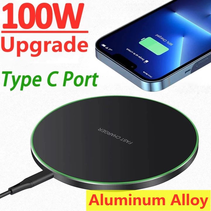 ♞❈℡ 100W Wireless Charger Pad For iPhone 14 13 12 Pro Max Samsung Xiaomi  Phone Chargers Induction Fast Wireless Charging Station 