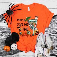 Halloween People Give Me The Creeps Print T-Shirts For Women Summer Short Sleeve Round Neck Cute Loose T-Shirt Creative Personalized Tops S-5XL