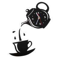 ZZOOI New Creative DIY Acrylic Coffee Cup Teapot 3D Wall Clock Decorative Kitchen Wall Clocks Living Room Dining Room Home Decor Clock