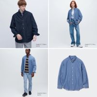 เชิ้ตยีนส์ ยูนิเซ็กส์ Uniqlo Denim Long Sleeve Shirt Button Down Collar (งานตัดป้าย)