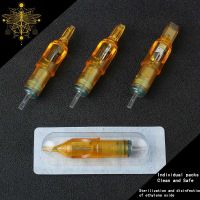 20pcs Yellow Dragonfly Tattoo Cartridge Needle Agujas RL RM RS M1 Body Easy To Color For Machine Permanent Makeup Eyebrow Beauty