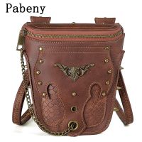 Steampunk Retro Snake Pattern Ladies Shoulder Messenger Bag Motorcycle Rivet Mobile Phone Chain Bags