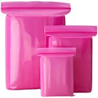 100Pcs PE Pink Thickened 0.13mm Clear Zip Lock Bags Dustproof Sealed Bag Pull Bone Plastic Storage Bag Reclosable Poly Zip Bags