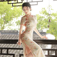 ปรับปรุง Cheongsam 2022อารมณ์ยาวเด็กสาวระดับไฮเอนด์ชุดสีชมพู